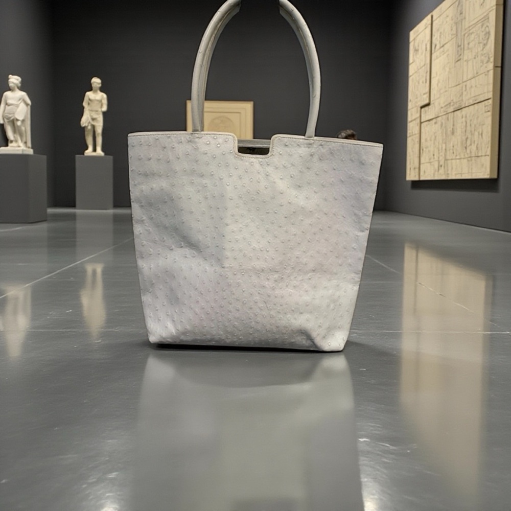 PERRIN vintage ostrich leather white tote